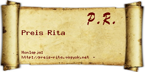 Preis Rita névjegykártya